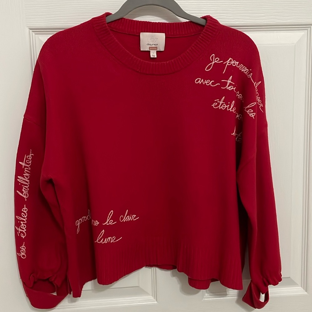 CINQ À SEPT Women’s Josephine Embroidered red Pullover - Picture 2 of 10